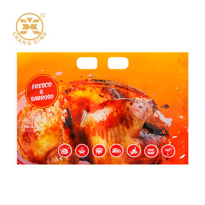 Custom Printed Microwaveable Anti Fog Zipper Top Roast Chicken Packaging Bag