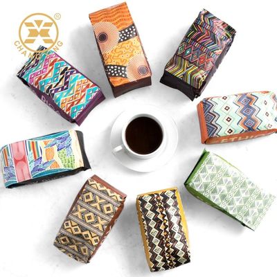 کیفیت  CPP Resealable Coffee Packaging Bags With Valve Flat Bottom Stand Up Pouch کارخانه