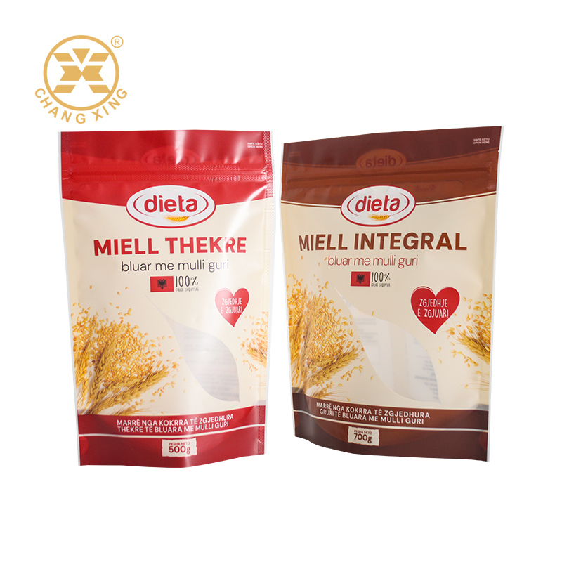 OEM Customize Flour Ziplock Bag Moisture-Proof Cassava Maizena Powder Flour Pouch Stand Up Bag With Zipper