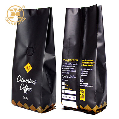 بسته بندی قهوه مات سفارشی Bolsas Cafe Quad Seal Quad Seal Valve One Way