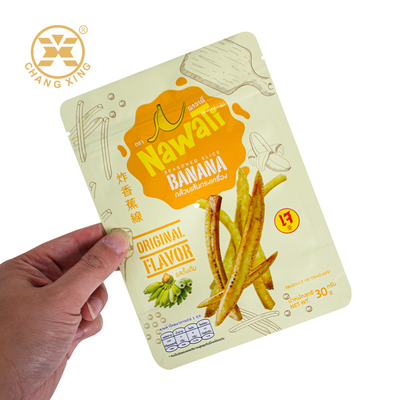 OEM ODM درجه غذایی میان وعده بسته بندی مواد غذایی کیسه پفینگ بسته بندی کیسه پلاستیکی زپ کیسه برای ریز موز سرخ شده تراشه های تراشه